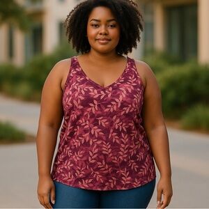 Lularoe‎ Womens Sleeveless Pink Floral Print Tunic Tank Top Strappy Back Size L